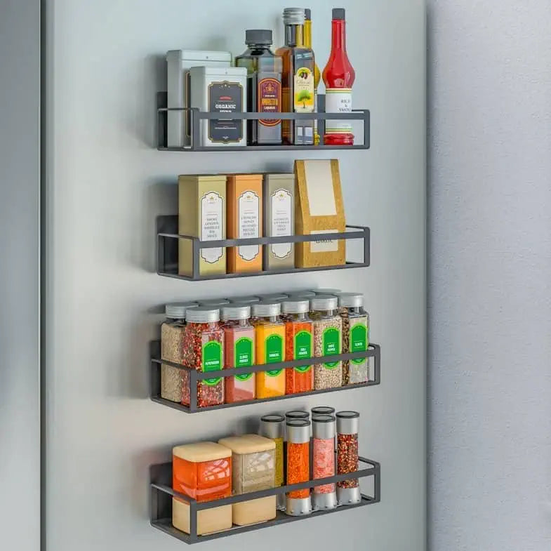 Kitchen Spice Storage, Metal Spice Rack Without Drilling, Kitchen Wall  Mounted Spice Rack, Spice Rack For Spice Jars Accessory Pantry Kitchen  Cupboard