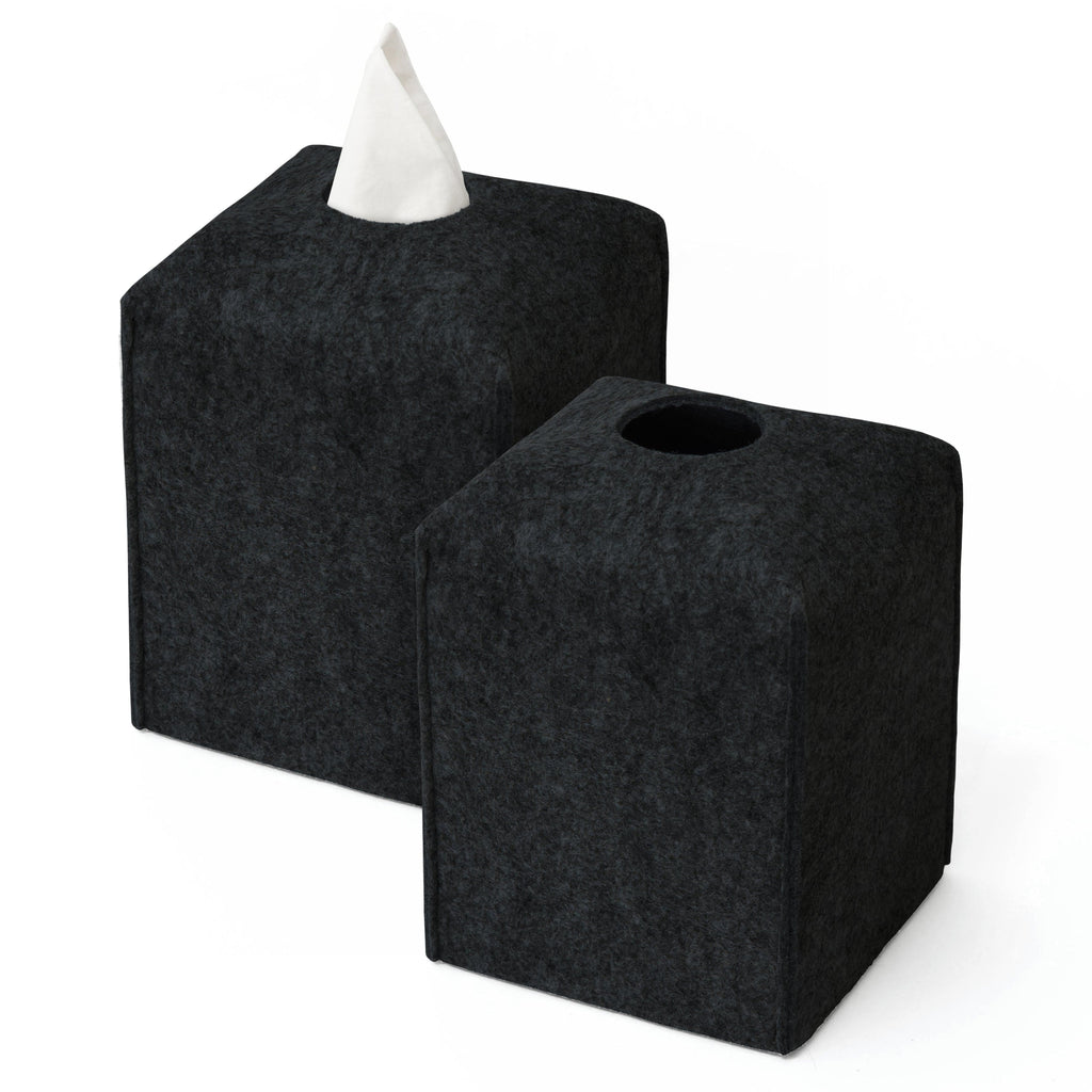 Square Felt Tissue Box Covers - 2 Pack - Black