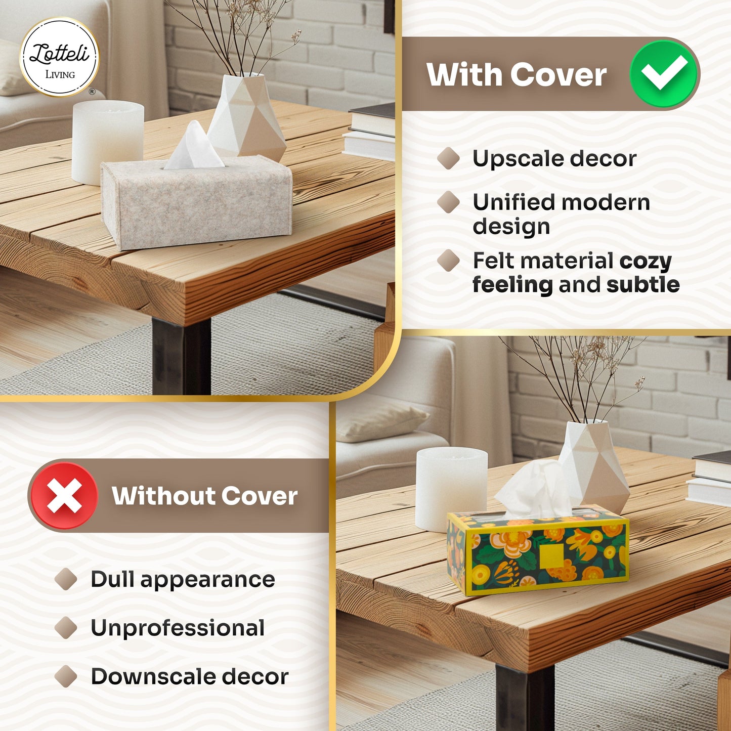 Tissue Box Cover - Modern Felt