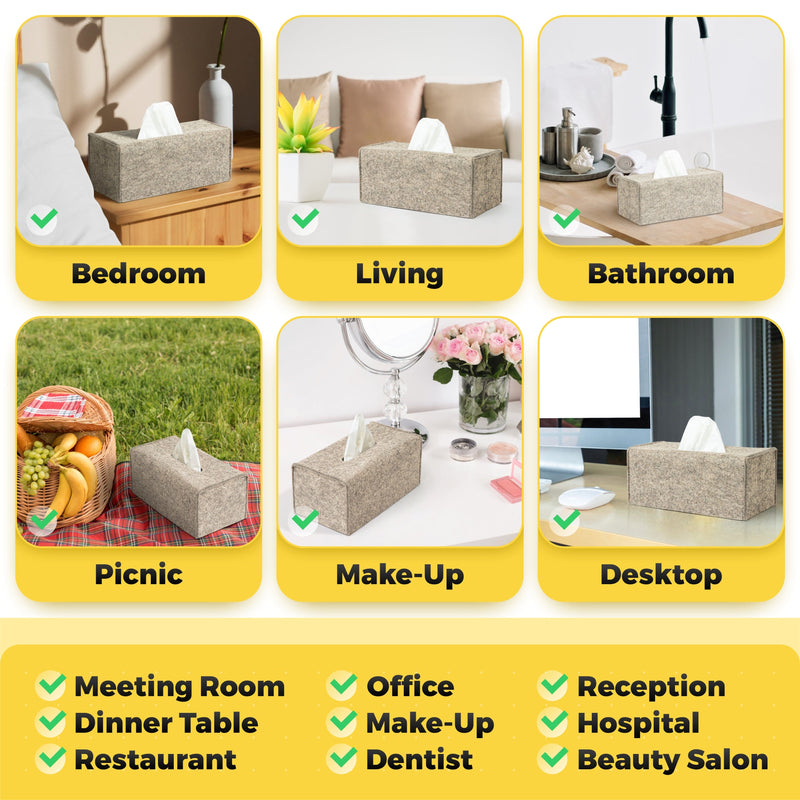 Rectangle Felt Tissue Box Cover - Taupe/Gray 2 Pack