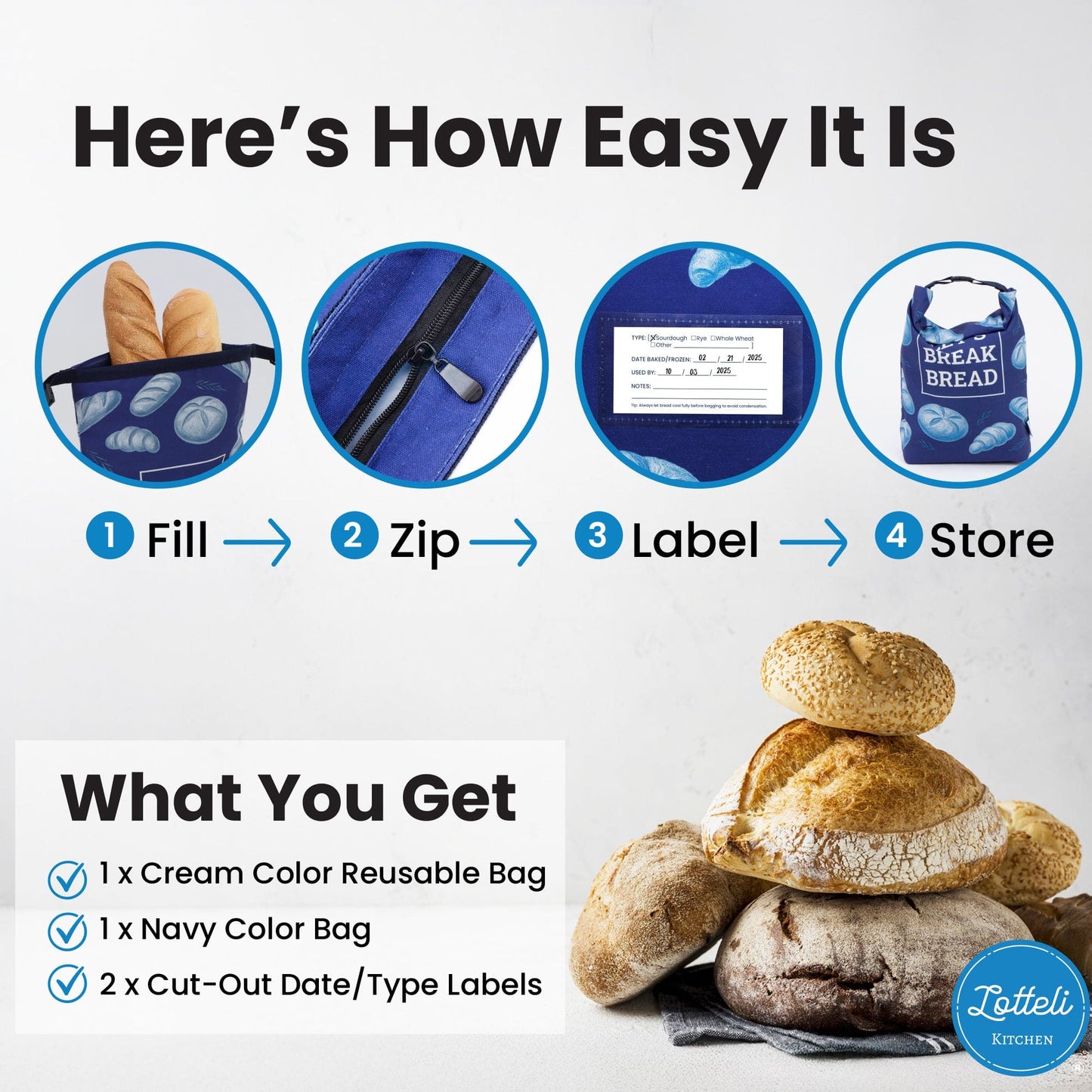 Reusable Bread Bags – Eco-Friendly, Washable Bread Storage for Sourdough & Homemade Loaves