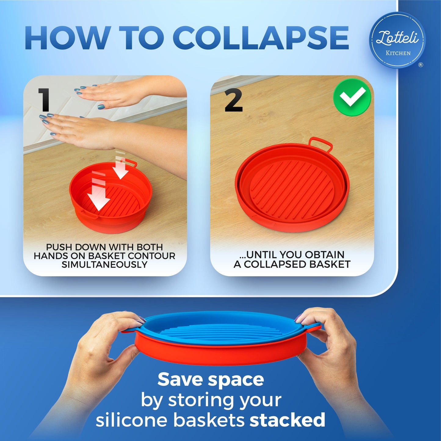 Collapsible Silicone Air Fryer Pot Liners - Parchment Paper Replacements - 2 Pack