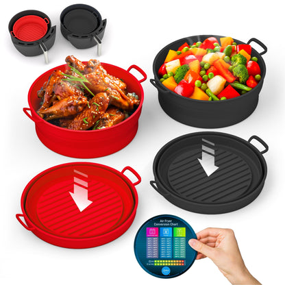Collapsible Silicone Air Fryer Pot Liners - Parchment Paper Replacements - 2 Pack
