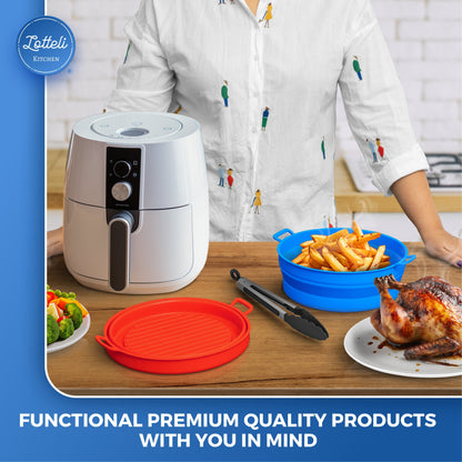 Collapsible Silicone Air Fryer Pot Liners - Parchment Paper Replacements - 2 Pack