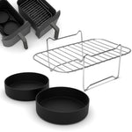 Air Fryer Rack and 2 Pans - For Dual Basket Air Fryers