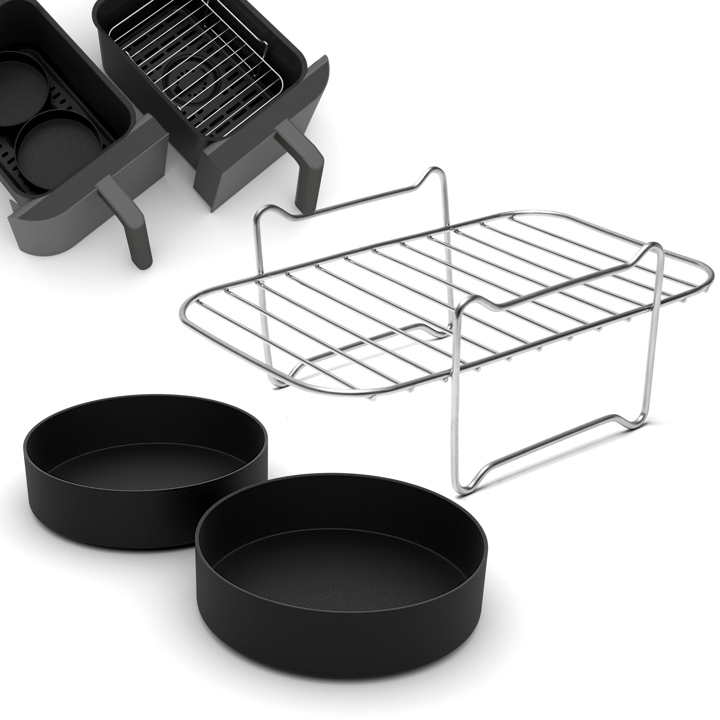 Air Fryer Rack and 2 Pans For Dual Basket Air Fryers Lotteli Inc