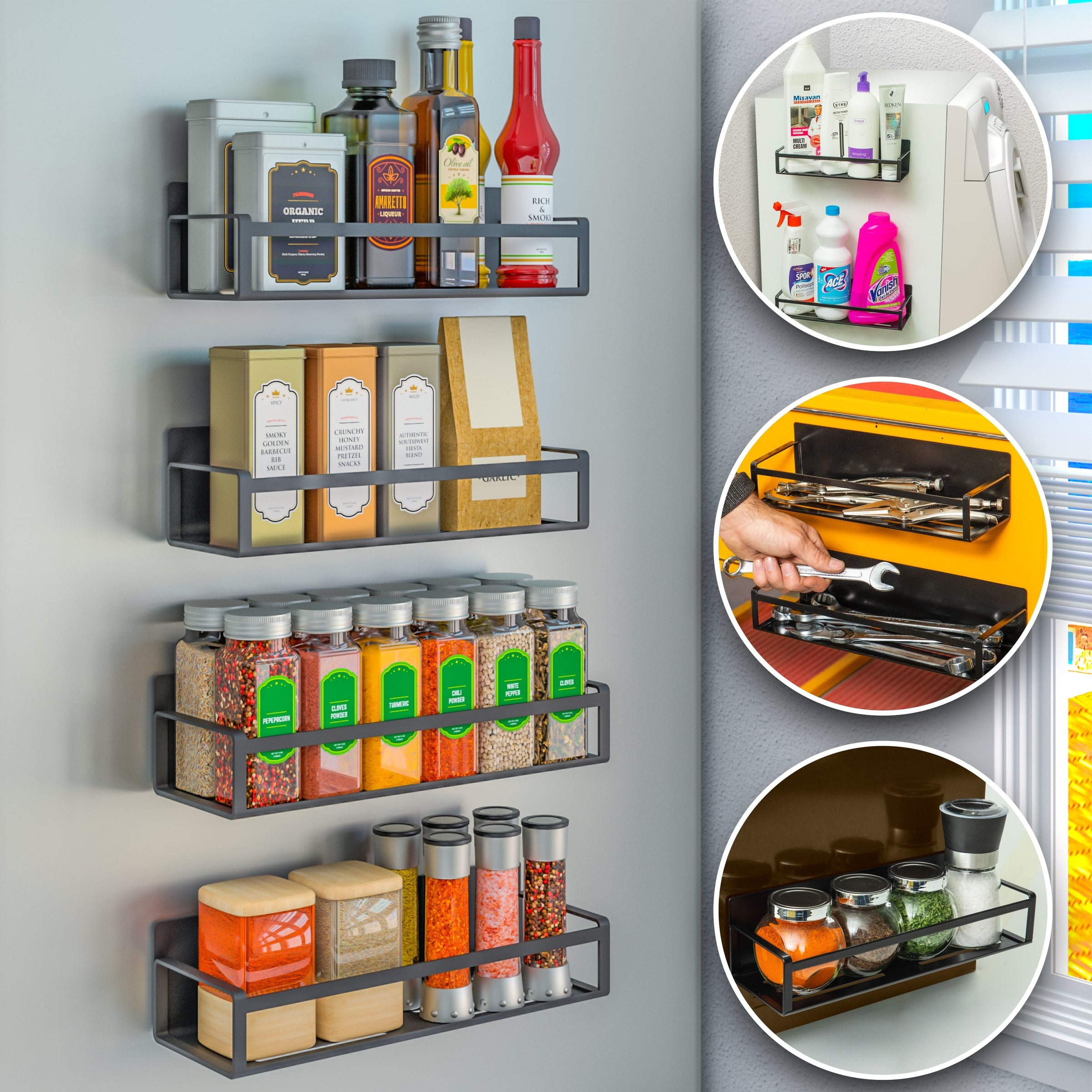 Wall mounted magnetic cheap spice rack uk