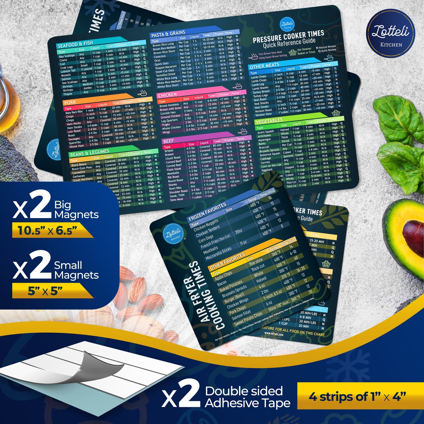 Instant Pot and Air Fryer Magnetic Cheat Sheet Bundle Set