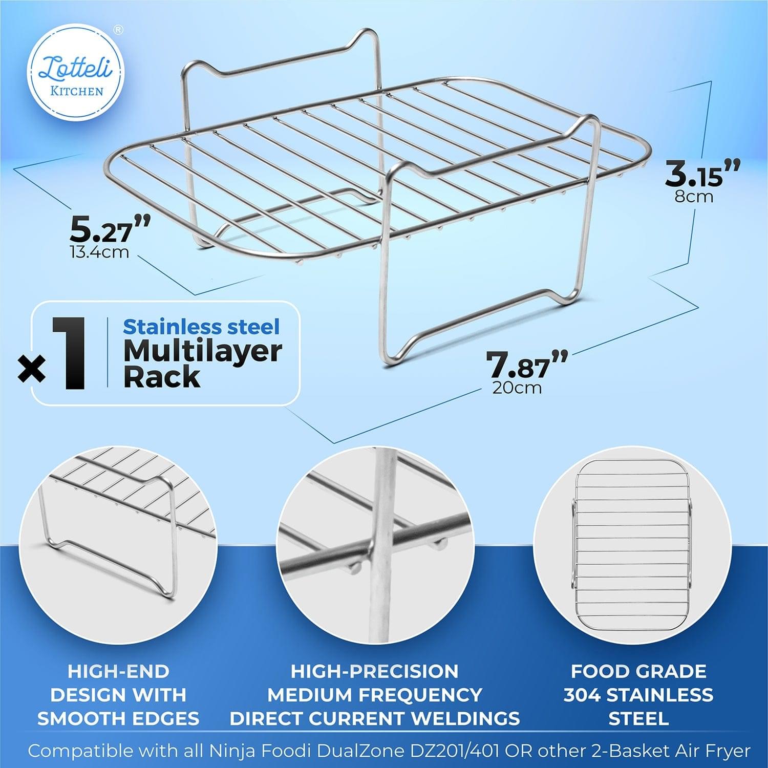 Air Fryer Rack For Dual Basket,Air Fryer Accessory Multi-Layer Rack,For  Ninja Foodi DZ201