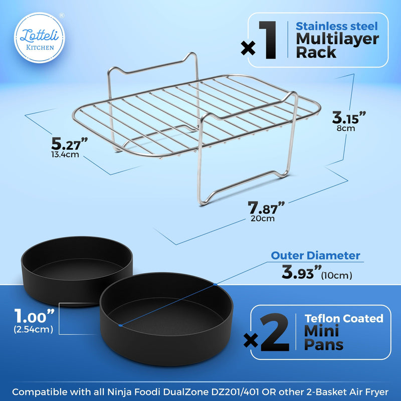 Air Fryer Rack and 2 Pans - For Dual Basket Air Fryers – Lotteli Inc.