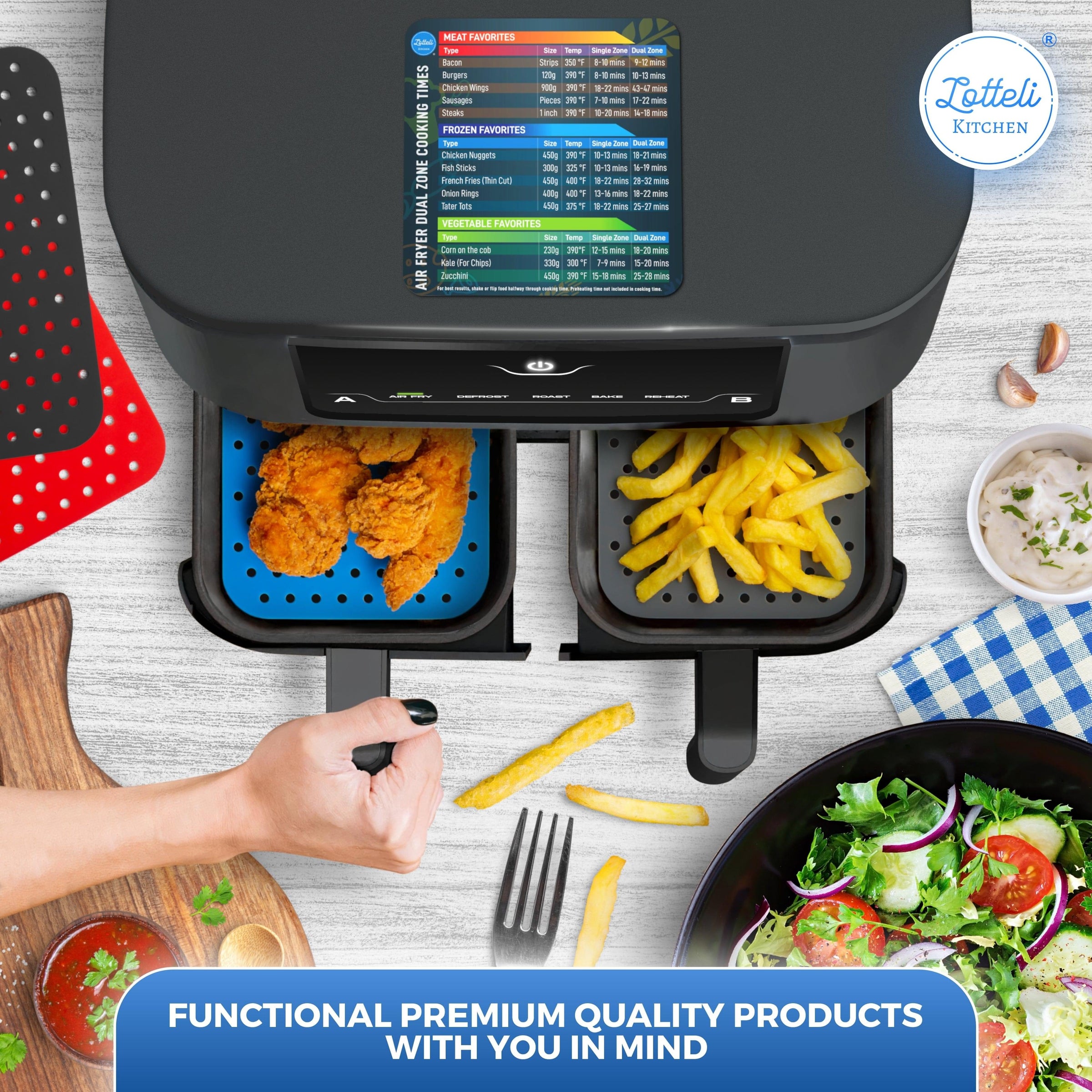 The Silicone Kitchen Air Fryer Liner Silicone Pot Basket with Air Fryer Magnet Cheat Sheet