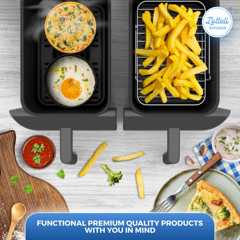 Air Fryer Rack and 2 Pans - For Dual Basket Air Fryers