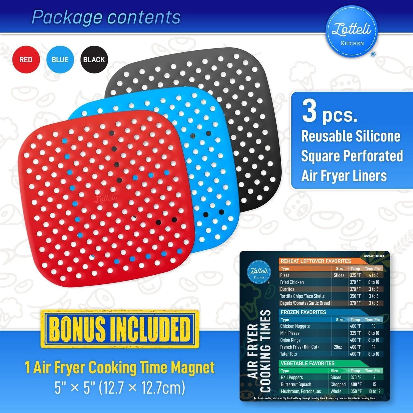 Reusable Silicone Square Liners with Magnetic Cheat Sheet