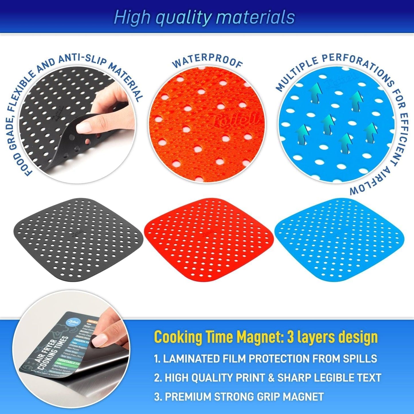 Reusable Silicone Square Liners with Magnetic Cheat Sheet