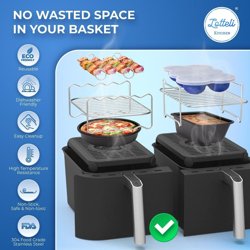 6 Piece Dual Basket Air Fryer accessory bundle