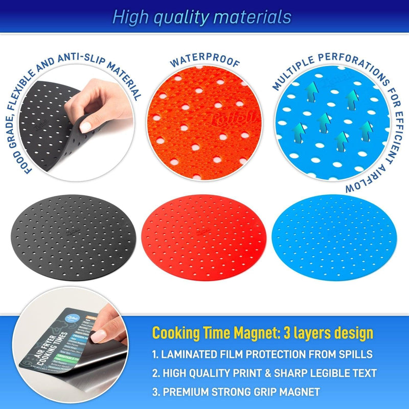 Silicone Air Fryer Liners Washable and Reusable Air Fryer Non-Stick Mats  Durable Kitchen Tools Accessories Round 8 Inches 
