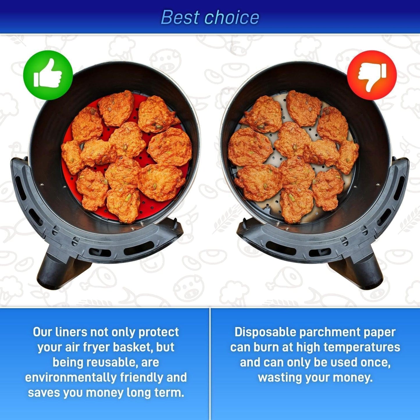 Reusable Silicone Round Liners with Magnetic Cheat Sheet